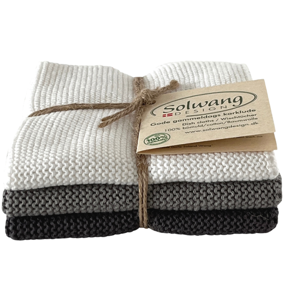 Solwang Design Bio Wischtücher gestrickt, Grautöne