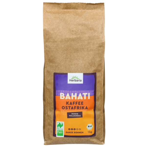 Herbaria Bio Bahati Kaffee aus Ostafrika, ganze Bohnen, 1 kg