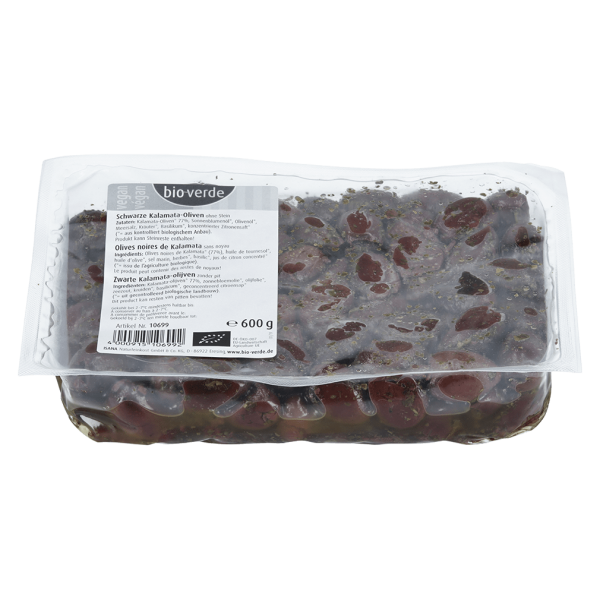 Bio-Verde Bio Schwarze Kalamata-Oliven ohne Stein 600g