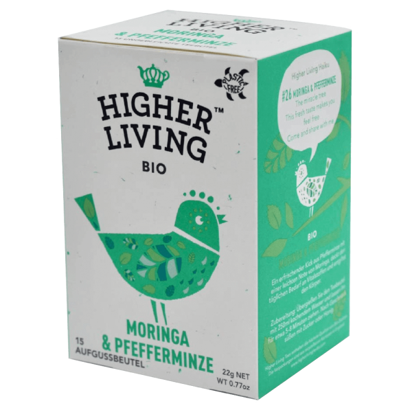 Higher Living Bio Moringa & Pfefferminze Tee, 20 Beutel