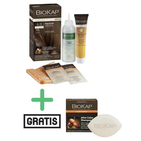 BioKap Haarfarbe Dunkles Goldblond Nr. 6.3 plus After Color festes Shampoo gratis