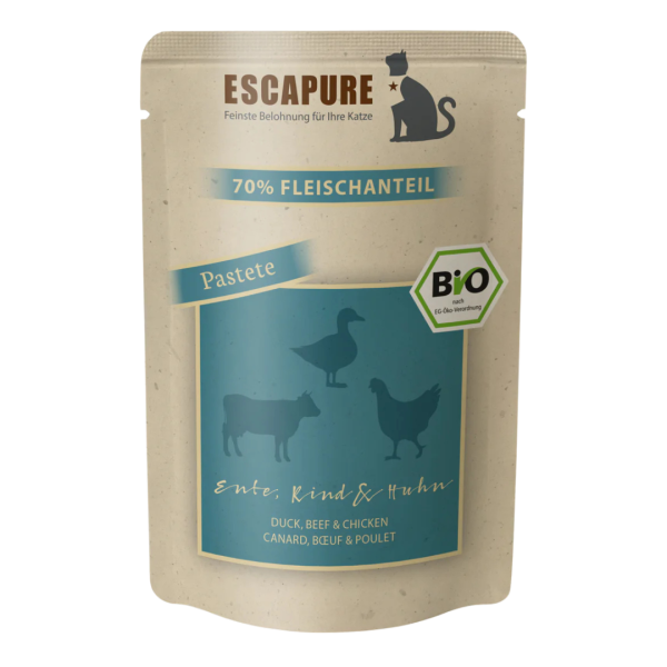 Escapure Bio Katze Nassfutter Ente, Rind &amp; Huhn