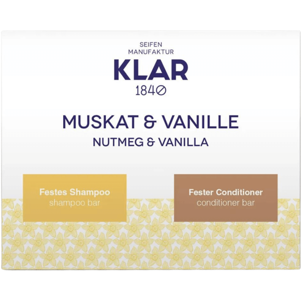 Klar Seifen Festes Shampoo und Conditioner Set Muskat &amp; Vanille