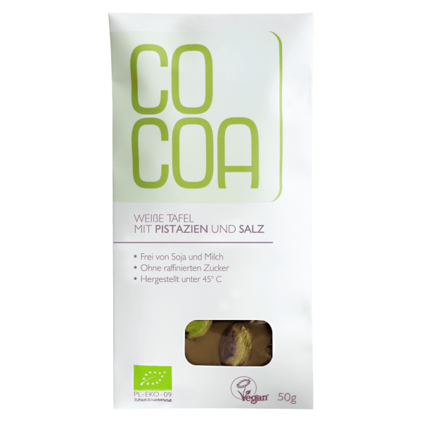Cocoa Bio Weiße Rohkostschokolade Pistazie Salz